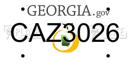 CAZ3026 Georgia License Plate