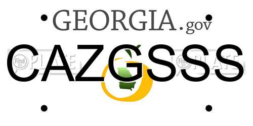 CAZGSSS Georgia License Plate