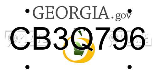 CB3Q796 Georgia License Plate