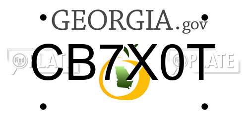 CB7X0T Georgia License Plate