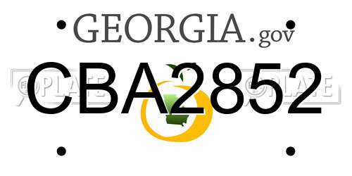 CBA2852 Georgia License Plate