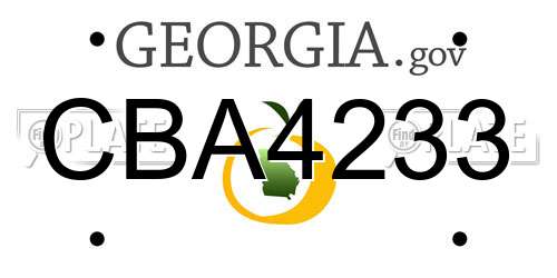 CBA4233 Georgia License Plate
