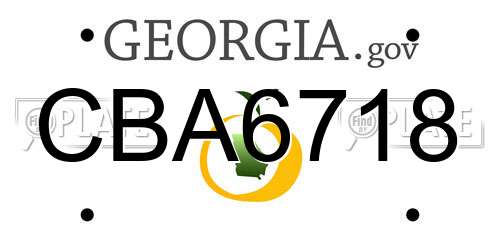 CBA6718 Georgia License Plate