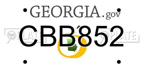 CBB852 Georgia License Plate