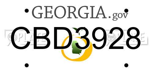 CBD3928 Georgia License Plate
