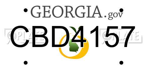 CBD4157 Georgia License Plate