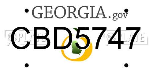 CBD5747 Georgia License Plate