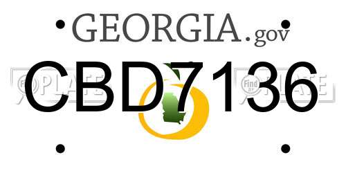 CBD7136 Georgia License Plate