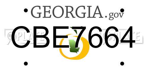 CBE7664 Georgia License Plate