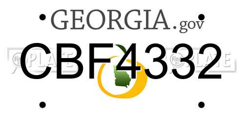 CBF4332 Georgia License Plate