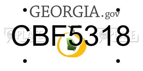 CBF5318 Georgia License Plate