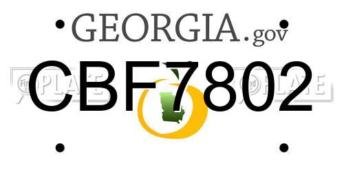 CBF7802 Georgia License Plate