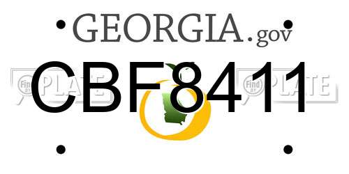 CBF8411 Georgia License Plate