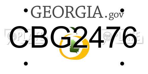 CBG2476 Georgia License Plate