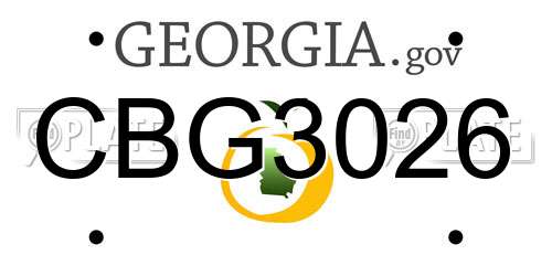 CBG3026 Georgia License Plate
