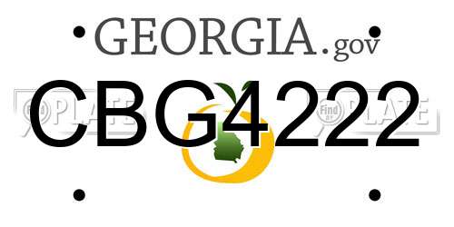 CBG4222 Georgia License Plate