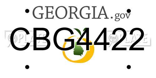CBG4422 Georgia License Plate