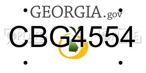 CBG4554 Georgia License Plate
