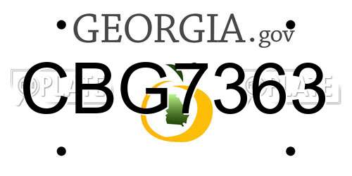 CBG7363 Georgia License Plate