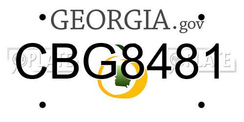 CBG8481 Georgia License Plate