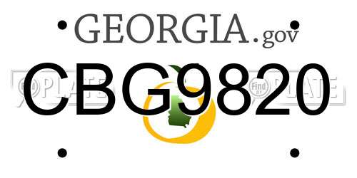 CBG9820 Georgia License Plate