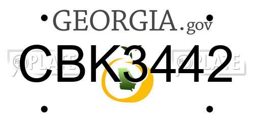CBK3442 Georgia License Plate