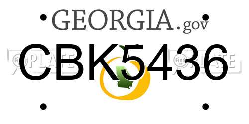 CBK5436 Georgia License Plate