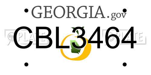 CBL3464 Georgia License Plate