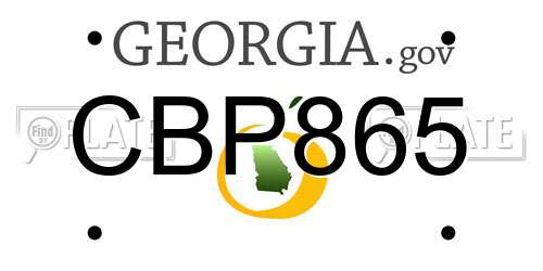 CBP865 Georgia License Plate