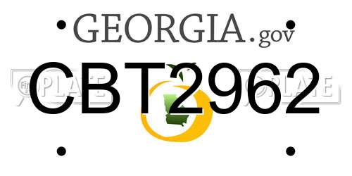 CBT2962 Georgia License Plate