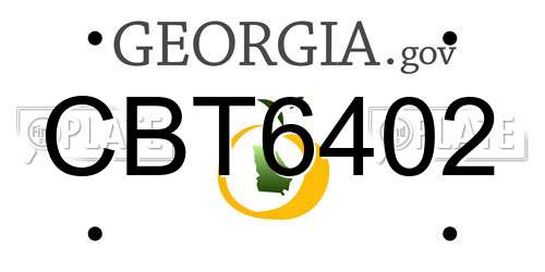 CBT6402 Georgia License Plate