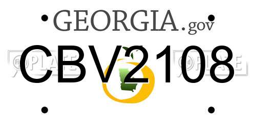 CBV2108 Georgia License Plate