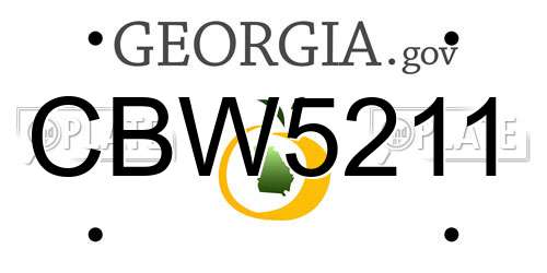 CBW5211 Georgia License Plate