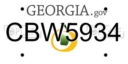 CBW5934 Georgia License Plate