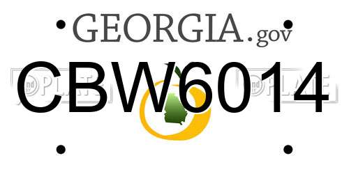 CBW6014 Georgia License Plate