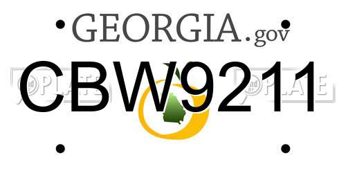 CBW9211 Georgia License Plate