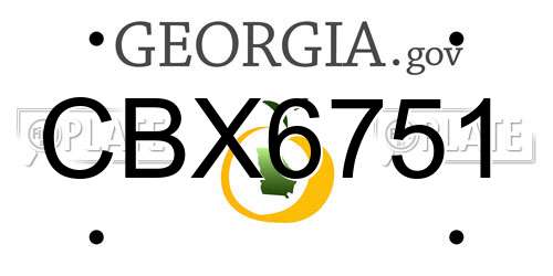 CBX6751 Georgia License Plate