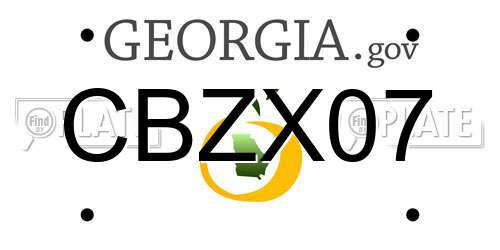 CBZX07 Georgia License Plate
