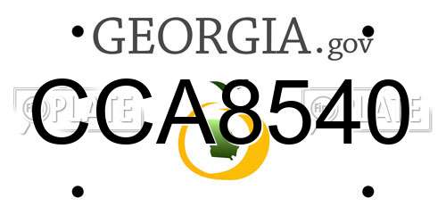 CCA8540 Georgia License Plate