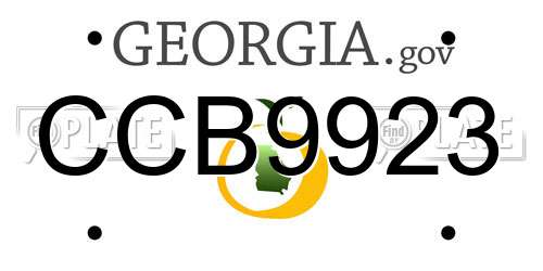 CCB9923 Georgia License Plate