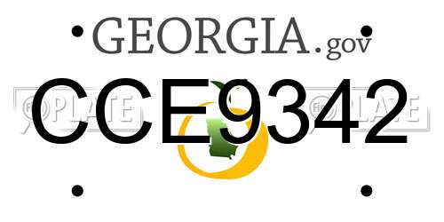 CCE9342 Georgia License Plate