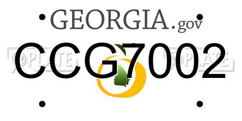 CCG7002 Georgia License Plate