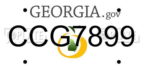 CCG7899 Georgia License Plate