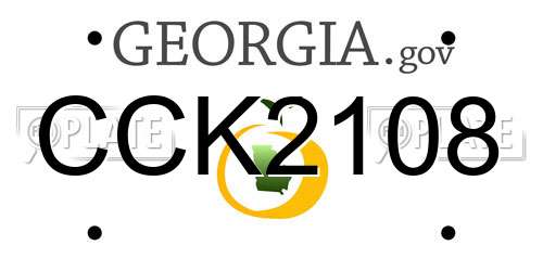 CCK2108 Georgia License Plate