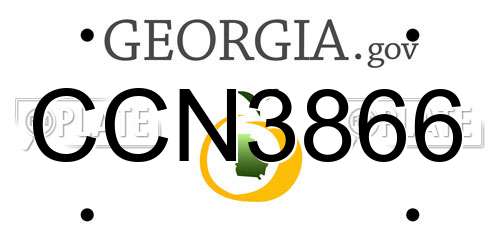 CCN3866 Georgia License Plate
