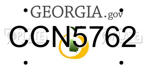 CCN5762 Georgia License Plate