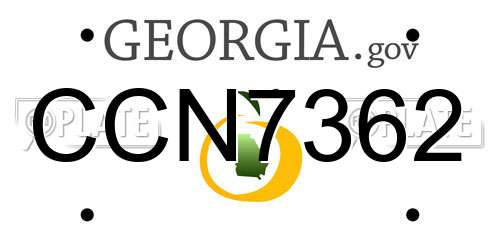 CCN7362 Georgia License Plate