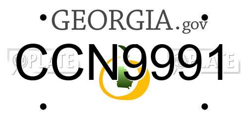 CCN9991 Georgia License Plate