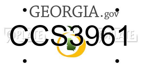 CCS3961 Georgia License Plate