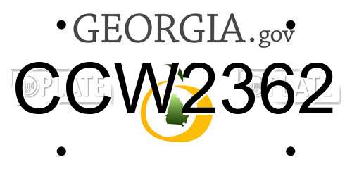 CCW2362 Georgia License Plate